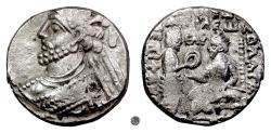 Ancient Coins - PARTHIA, Vologases III.  BI Tetradrachm, Seleukeia on the Tigris mint. Dated 435 SE (123/4 AD)