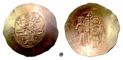 Ancient Coins - BYZANTINE, Manuel I Comnenus.  EL Aspron Trachy 1152-1167 AD.  Christ / Manuel with Mary