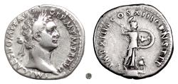 Ancient Coins - DOMITIAN.  AR Denarius, Rome mint, 87 AD.  Minerva