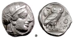 Ancient Coins - Attica, ATHENS.  AR tetradrachm, circa 454-404 BC.  Athena / Owl