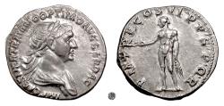 Ancient Coins - TRAJAN.  AR Denarius, Rome mint, struck 114-116 AD.  Genius