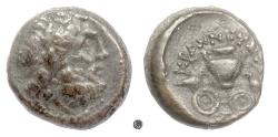 Ancient Coins - THESSALY, Krannon.  AE chalkous, 3rd century BC.  Poseidon / Hydria.  Ex BCD, Rare