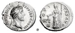 Ancient Coins - ANTONINUS PIUS.  AR denarius, Rome Mint, 141-143 AD.  Aequitas