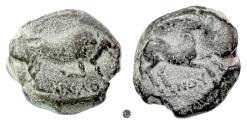 Ancient Coins - APULIA, Arpi.  AE 18, circa 275-250 BC.  Bull butting / Horse pancing