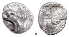 Ancient Coins - IONIA, Teos(?).  AR Tetartemorion, circa 540-478 BC.  Griffin head