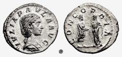 Ancient Coins - JULIA PAULA.   AR denarius, Rome mint, 219-220 AD