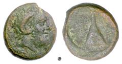 Ancient Coins - KYRENAICA, Kyrene. First Revolt of the Kyrenaikans, circa 313-312 BC. Zeus / Tomb of Battos. VERY RARE