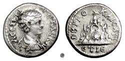 Ancient Coins - GETA, CAPPADOCIA, Caesarea-Eusebia.   AR Drachm, 206/7 AD.  Mount Argaeus