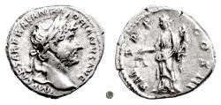 Ancient Coins - HADRIAN.  AR Denarius, Rome mint. Struck 120-121 AD.  Aequitas