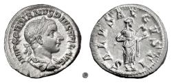 Ancient Coins - Gordian III.   AR Denarius, Rome mint, struck 240 AD.  Salus