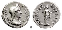 Ancient Coins - SABINA.  AR denarius, Rome mint. Struck 137-138 AD.  Venus