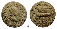 Ancient Coins - SALONINA as Augusta; Pamphylia, Perge.  AE decassarion, 254-268 AD.  Agonistic crown, Rare