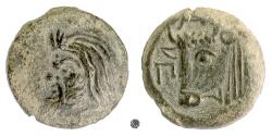 Ancient Coins - CIMMERIAN BOSPOROS, Pantikapaion.  AE 17, circa 325-310 BC.  Satyr / Bull