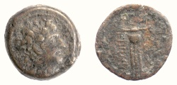 Ancient Coins - SELEUKID KINGS, Antiochos VIII. AE denom. B. Tripod with thunderbolt. RARE