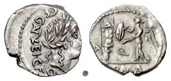 Ancient Coins - Roman Republic, C. Egnatuleius C. F.   AR Quinarius, Rome mint, 97 BC.  Apollo / Victory