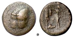Ancient Coins - SELEUKID KINGS. Seleukos II Kallinikos.  AE 22, Seleukeia on the Tigris mint, 246-225 BC.  Busts of the Dioskouroi / Nike