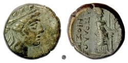 Ancient Coins - IONIA, Smyrna.  AE 16, Apollonios, magistrate, circa 125-115 BC.  Tyche / Aphrodite