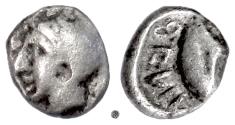 Ancient Coins - LYDIA, Uncertain mint.  AR Hemiobol, 5th century BC.  Barley grain.  Rare