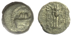 Ancient Coins - SELEUKID KINGS, Alexander II Zabinas. AE denomination C, Antioch mint. RARE. 128-122 BC. Prow / tripod