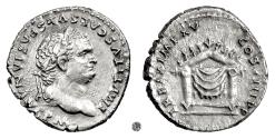 Ancient Coins - TITUS.  AR denarius, Rome mint. Struck 80 AD.  Throne of Jupiter