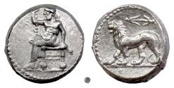 Ancient Coins - SELEUKID Empire, Seleukos I.  AR Stater, Babylon II mint, circa 311-305 BC.  Baal / Lion