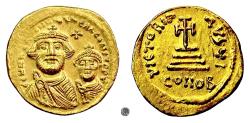 Ancient Coins - BYZANTINE, Heraclius, with young Heraclius Constantine. AV Solidus, Constantinople mint, struck circa 616-625 AD