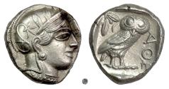 Ancient Coins - ATTICA, Athens. AR Tetradrachm, circa 454-404 BC.  Athena / Owl