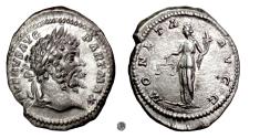 Ancient Coins - SEPTIMIUS SEVERUS.  AR Denarius, Rome mint, 200-201 AD.  Moneta
