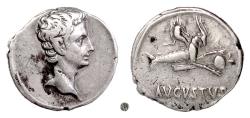 Ancient Coins - AUGUSTUS.  AR denarius, Spanish mint, circa 18-16 BC.  Capricorn