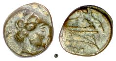 Ancient Coins - CARIA, Knidos.  AE 12, 3rd-2nd century BC.  Aphrodite / Prow