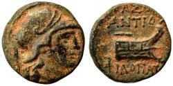 Ancient Coins - ANTIOCHOS IX Eusebes AE14. EF-/EF. Galley.