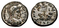 Ancient Coins - CONSTANTINE I AE3 (Centenonial). EF-/EF. SILVERED. Thessalonica mint. Captives.
