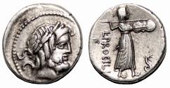 Ancient Coins - L. Procilius AR Denarius. EF-/EF. 80 BC. Juno Sospita.