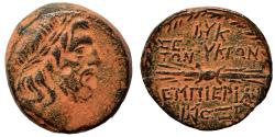 Ancient Coins - SELEUKEIA PIERIA AE20. VF+/EF-. Time of Alexander I Balas. Zeus - Thunderbolt.