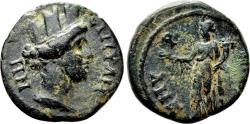 Ancient Coins - SMYRNA (Ionia) AE18. Pseudo-autonomous issue. VF+/EF-. Kybele Sipylene.