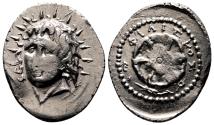 Ancient Coins - RHODES AR Drachm. VF+/EF-. Helios - Rose. Magistrate Philiskos.