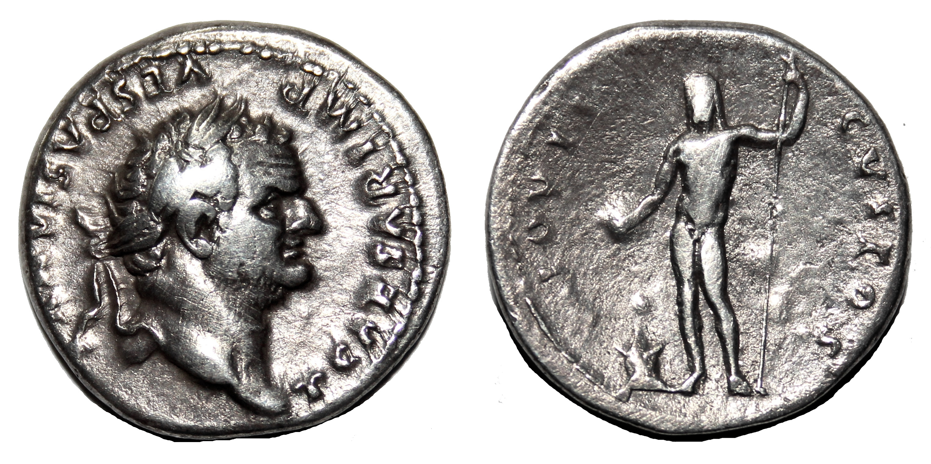 TITUS AR Denarius. EF-/VF. Jupiter. | Roman Imperial Coins