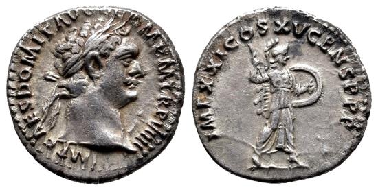 DOMITIAN AR Denarius. EF-. Minerva. | Roman Imperial Coins