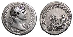 Ancient Coins - TRAJAN AR Denarius. VF+/EF-. Via Traiana. SCARCE!