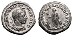 Ancient Coins - ELAGABALUS AR Denarius. EF/VF+. The highest priest.