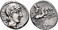 Ancient Coins - C. VIBIUS C.F. PANSA AR Denarius. EF-/EF. 90 BC. Apollo.