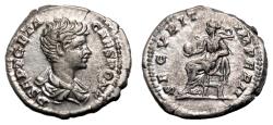 Ancient Coins - GETA AR Denarius. EF+/EF. Securitas.