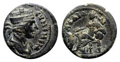 Ancient Coins - EUMENEIA (Phrygia) AE17. Pseudo-Autonomous issue. VF+/EF-. Cybele.