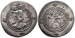 Ancient Coins - SASANIAN KINGS. Khusrau II AR Drachma. EF-. Year 19.