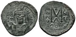 Ancient Coins - MAURICE TIBERIUS AE Follis. EF-. Constantinople mint, year 7.