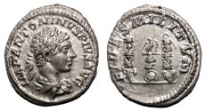 Ancient Coins - ELAGABALUS AR Denarius. EF/EF+. The fidelity of the army.