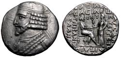 Ancient Coins - PARTHIA. VARDANES I AR Tetradrachm. VF+/EF-. Vardanes and Tyche.
