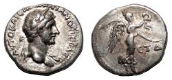 Ancient Coins - CAESAREA (Cappadocia) AR Hemidrachm. Hadrian. EF-. Nike.