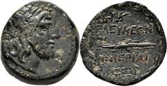 Ancient Coins - SELEUCIA PIERIA AE22. VF/EF-. Time of Alexander I Balas. Zeus - Thunderbolt. Rare!