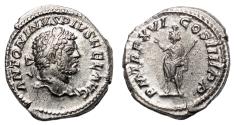Ancient Coins - CARACALLA AR Denarius. EF. TR P XVI - Serapis.